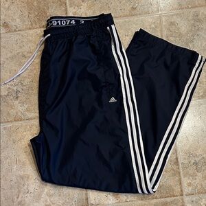 Adidas Navy Track Pants with White Stripes